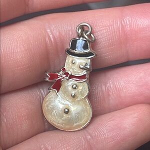 Silver Snowman Pendant with Red Scarf